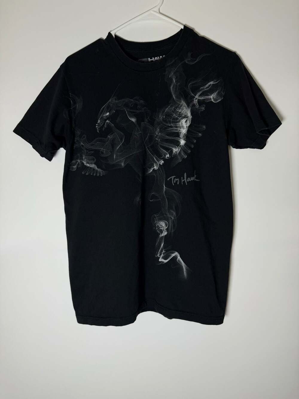 Y2K Hawk Men's Black Graphic T-Shirt with Smoke Design